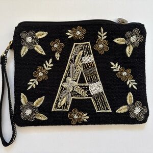 Embroidered Black and Gold Letter A Patch